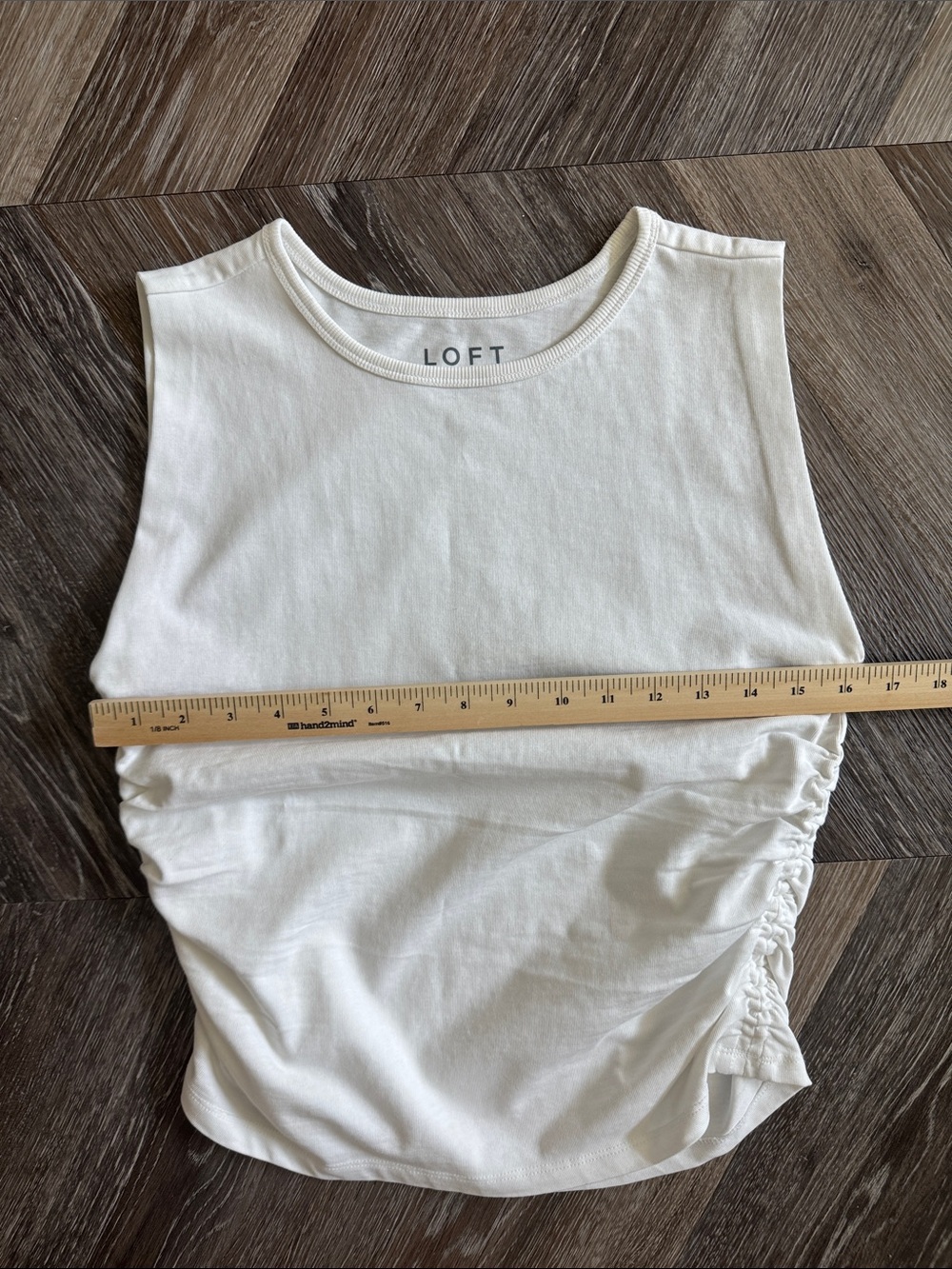 LOFT White Sleeveless Ruched-Side Tank - Picture 6 of 6